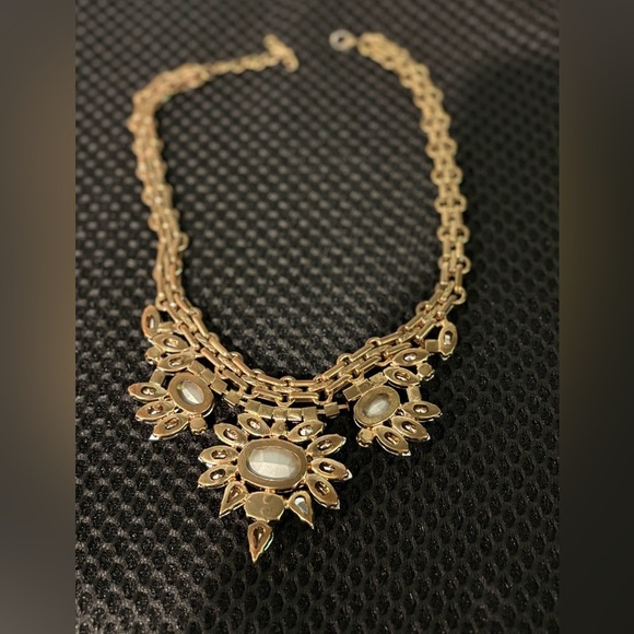 Statement Crystal Collar Necklace - Blue, Purple & Clear Rhinestones - Picture 6 of 7